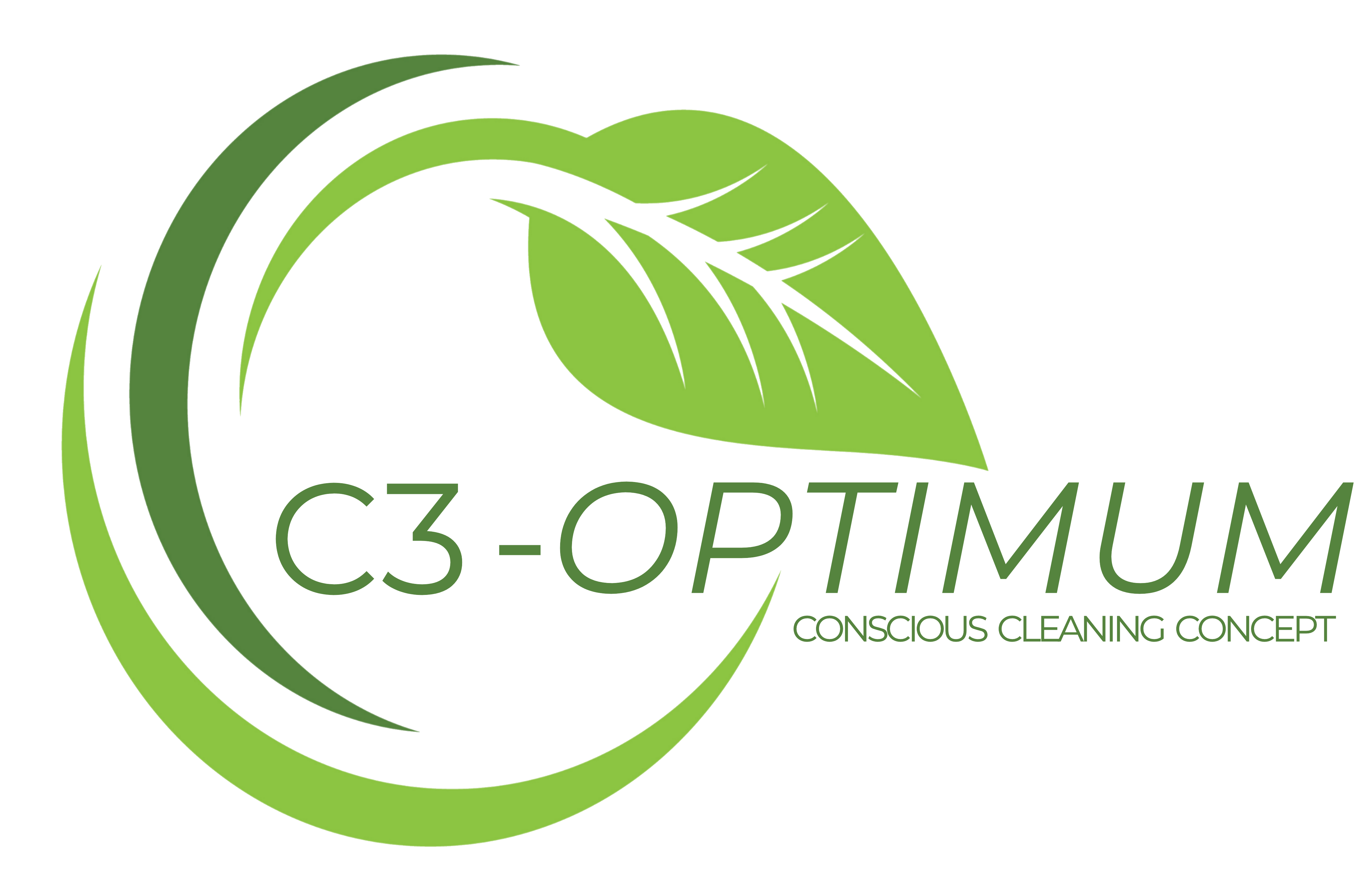 C3-OPTIMUM logo groen bladvorm met concious cleaning concept text